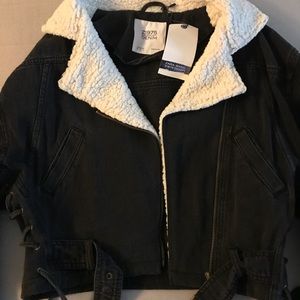 Zara fur and denim jacket